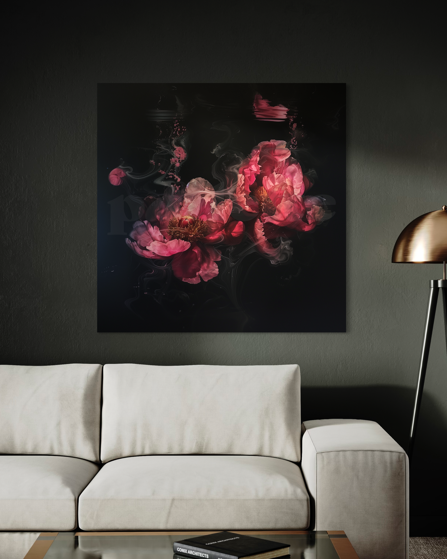 'Underwater Peony Dreams' one-of-a-kind custom art