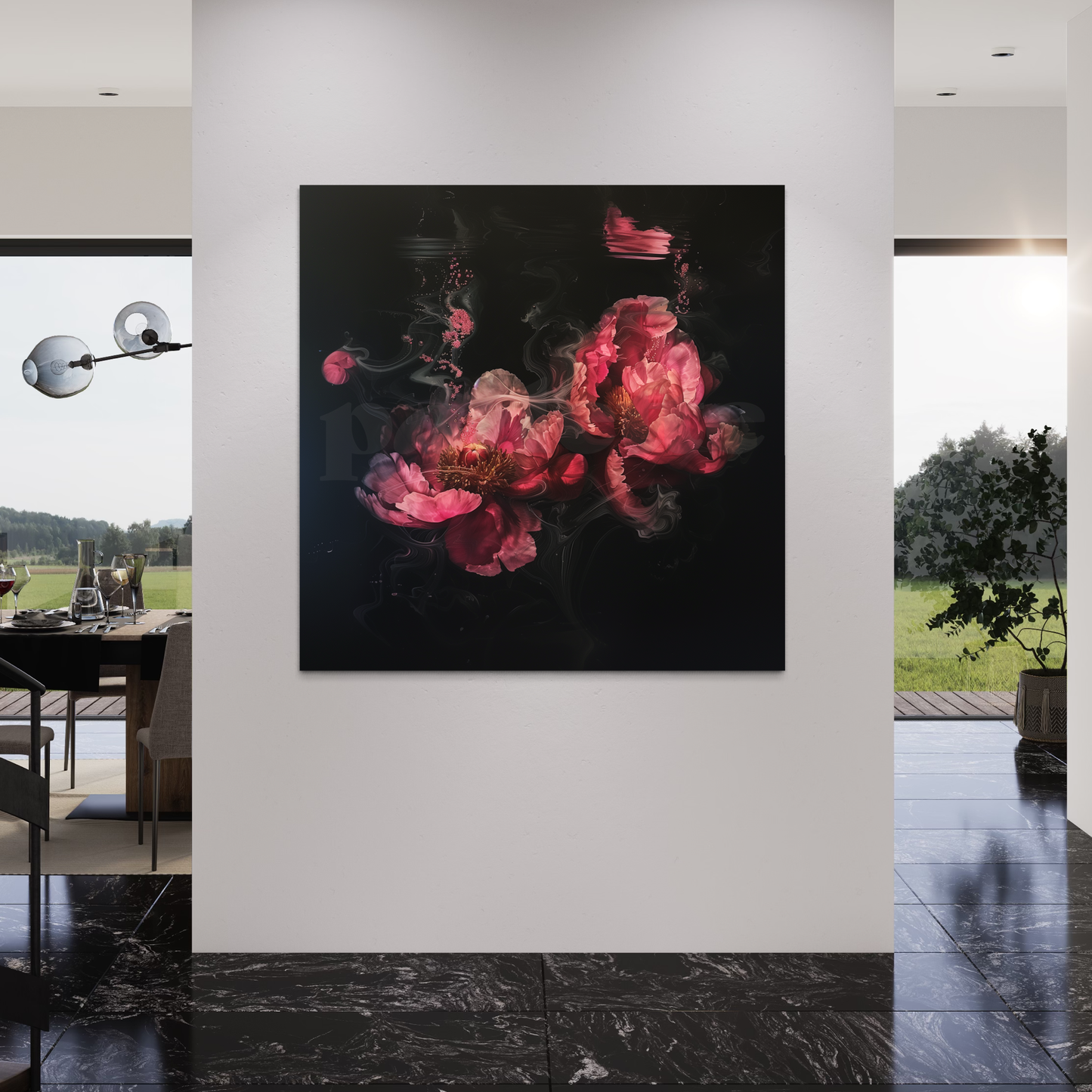 'Underwater Peony Dreams' one-of-a-kind custom art