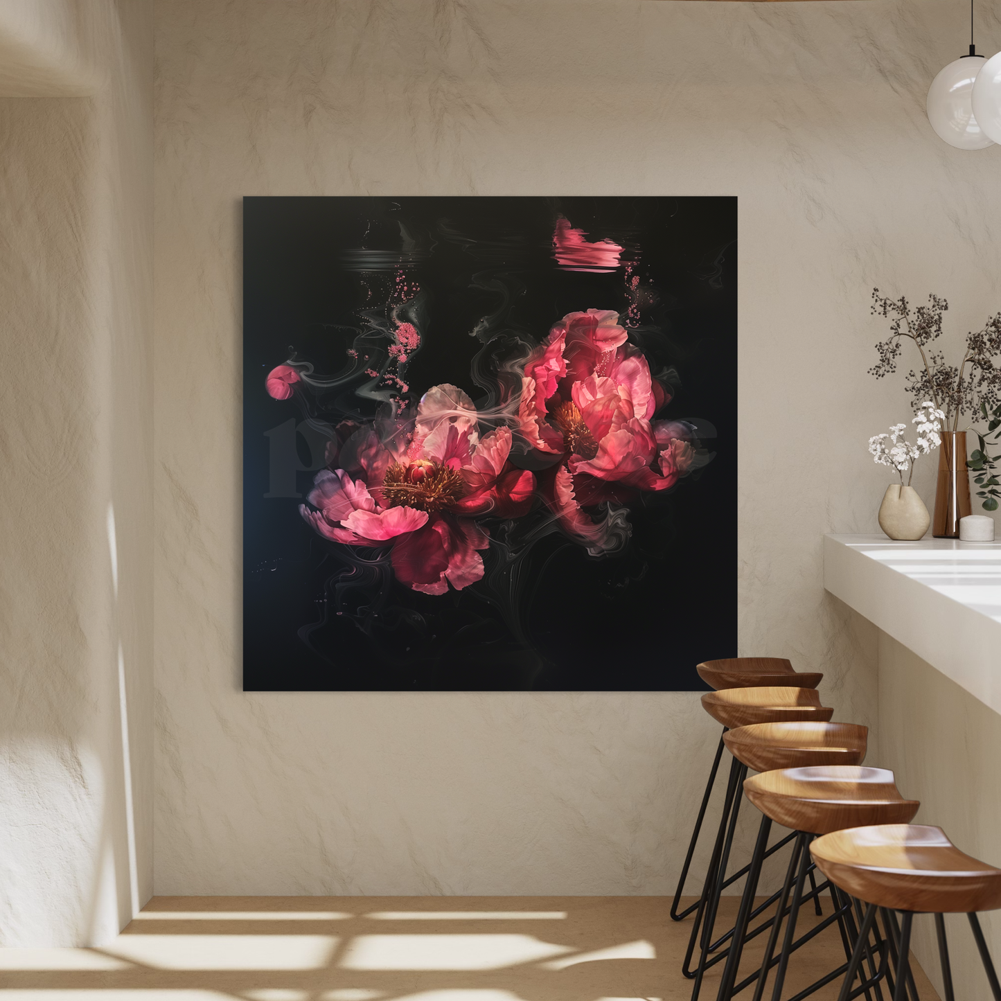 'Underwater Peony Dreams' one-of-a-kind custom art