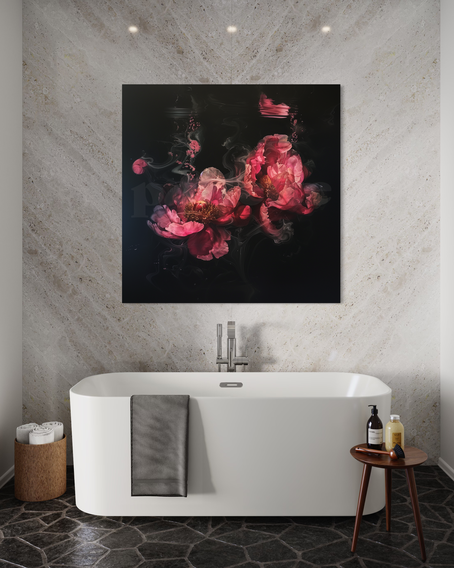 'Underwater Peony Dreams' one-of-a-kind custom art