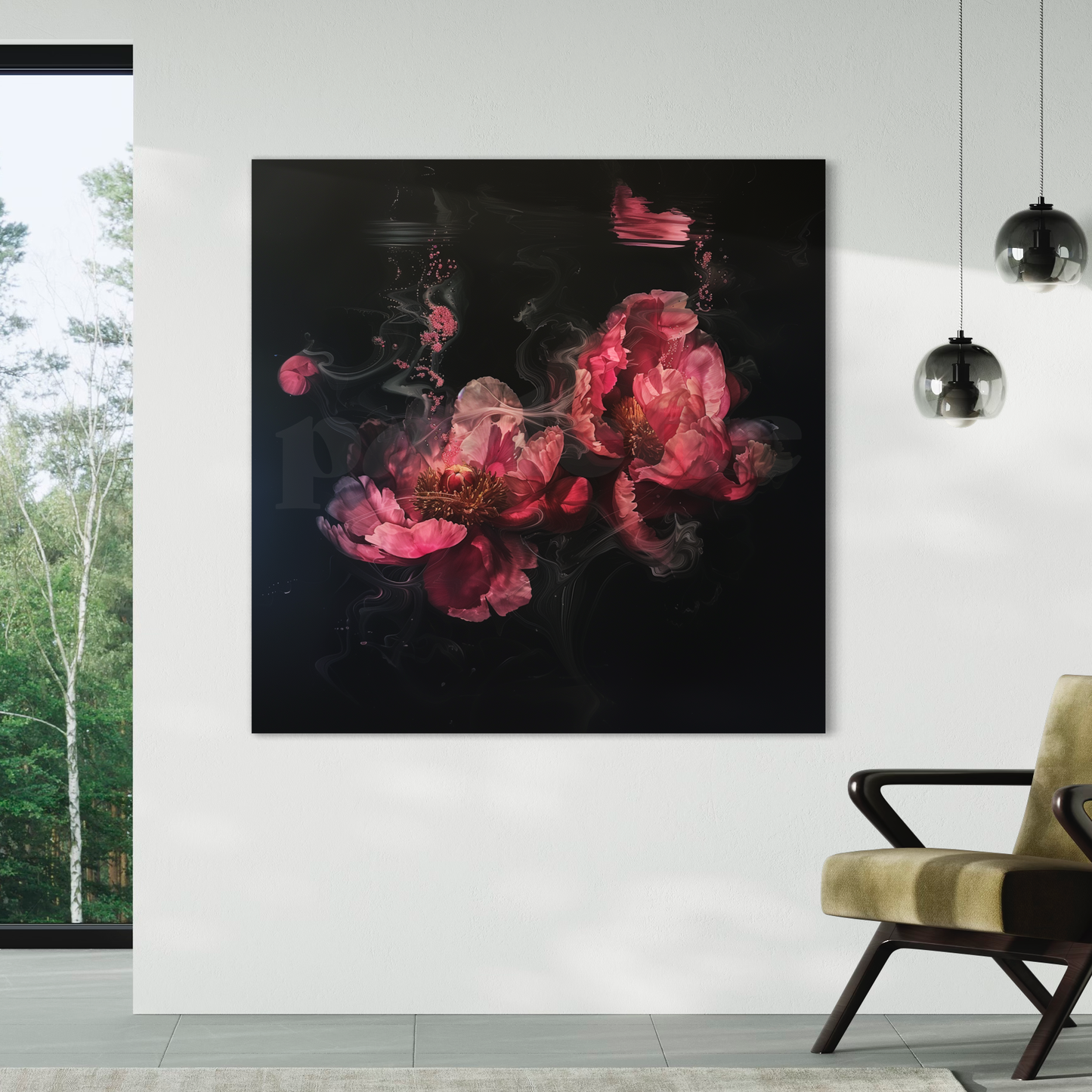 'Underwater Peony Dreams' one-of-a-kind custom art