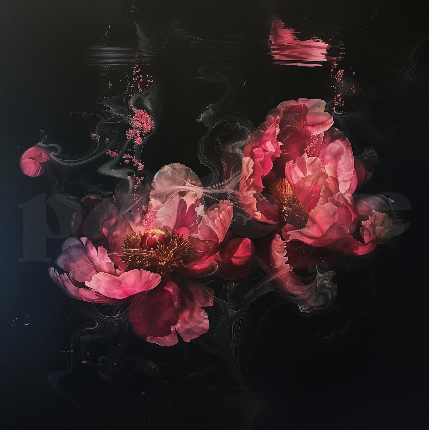 'Underwater Peony Dreams' one-of-a-kind custom art